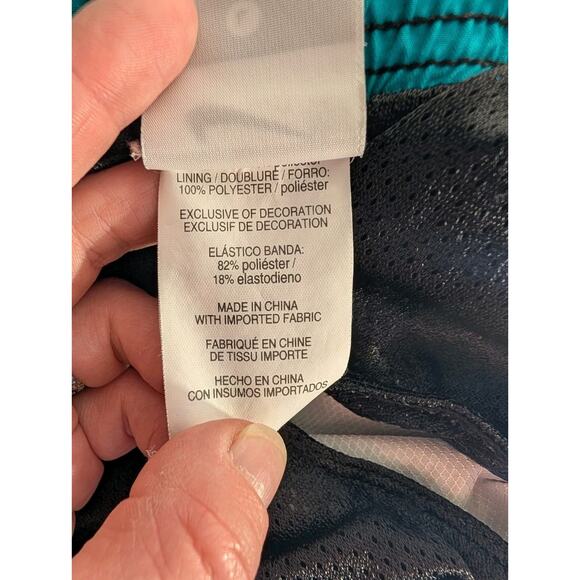 Nike Mens Swim Shorts Trunks L Blue Gray Geometric Print Logo Drawstring Pockets - Picture 7 of 8